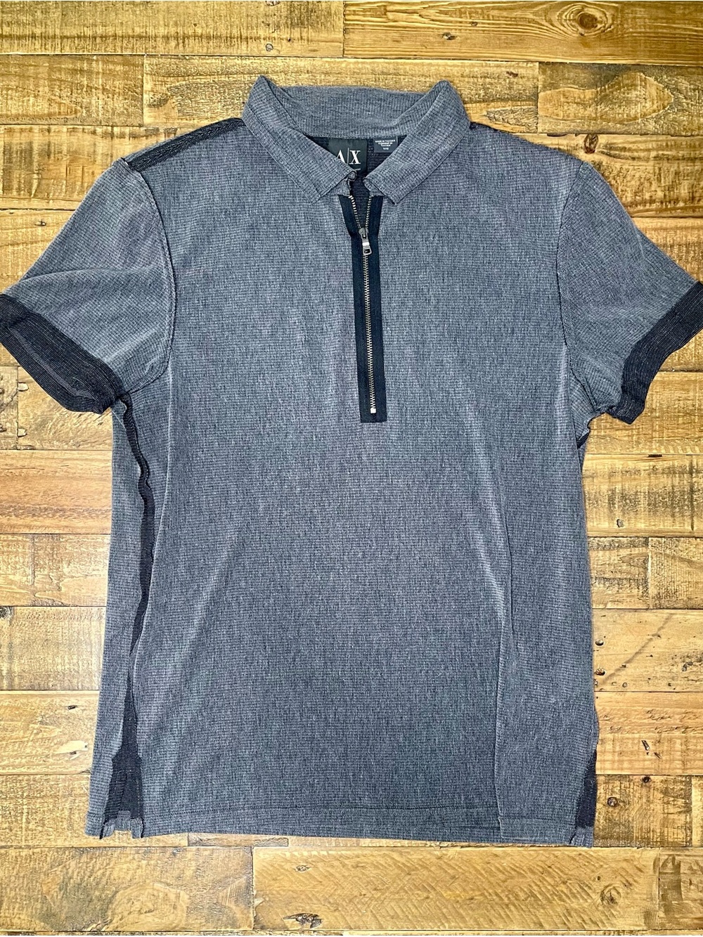 Men’s Short Sleeve Zip Polo - Heather Navy